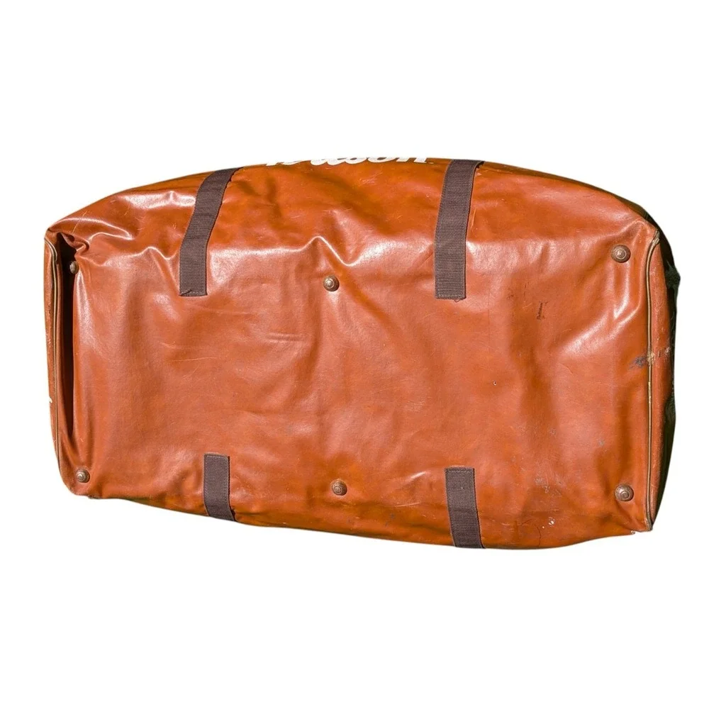 Vintage Wilson NFL Duffle Bag Brown Vinyl Gym Travel Football Equipment‎ Bag USA